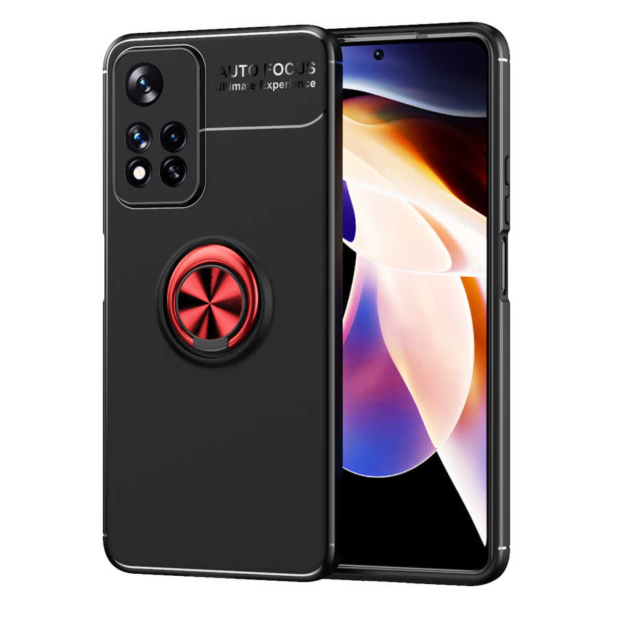 Xiaomi Redmi Note 11 Pro 5G Kılıf Zore Ravel Silikon Kapak Siyah-Kırmızı