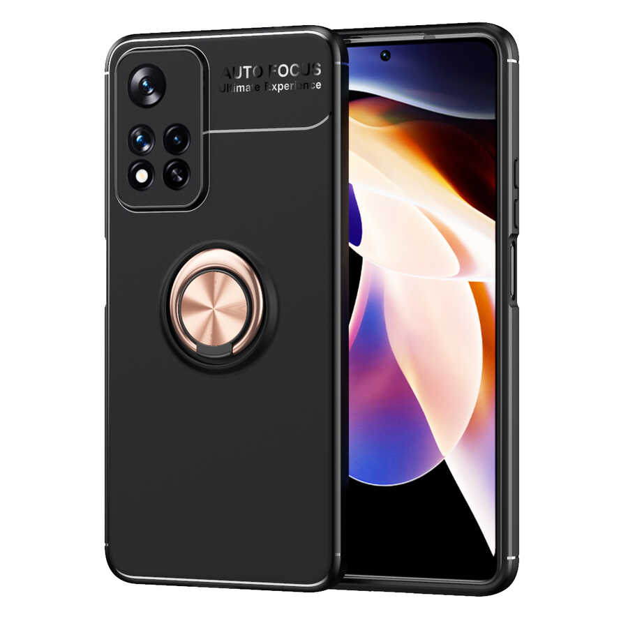 Xiaomi Redmi Note 11 Pro 5G Kılıf Zore Ravel Silikon Kapak Siyah-Rose Gold
