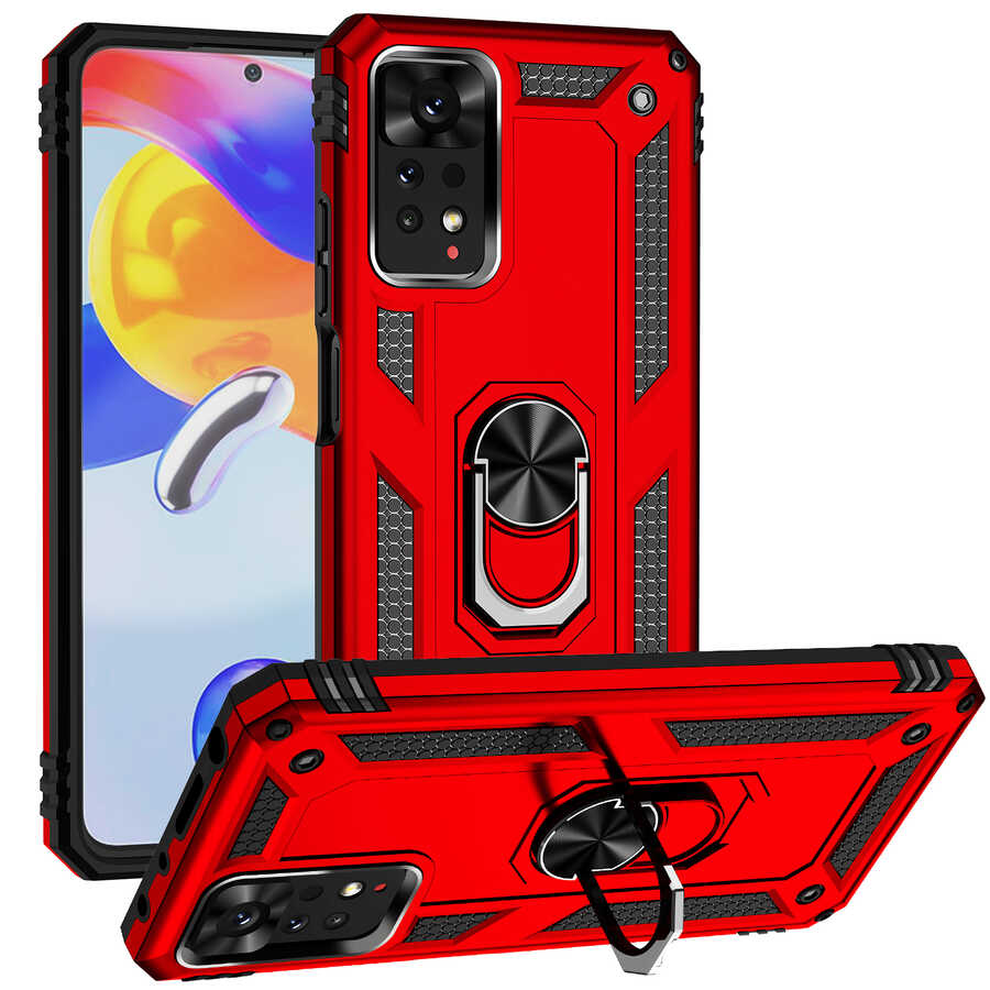 Xiaomi Redmi Note 11 Pro 5G Kılıf Zore Vega Kapak Kırmızı