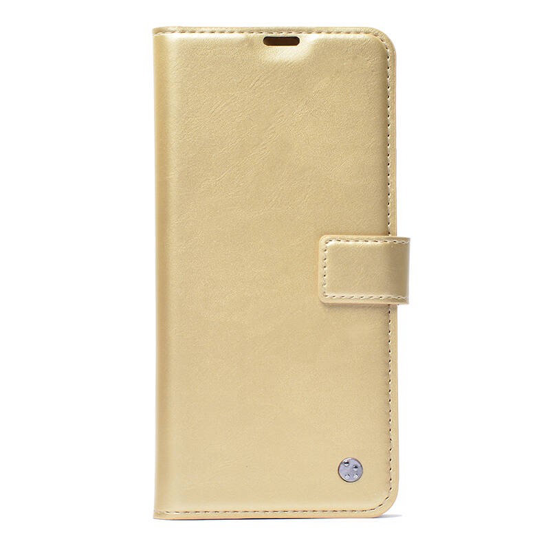 Xiaomi Redmi Note 11E Kılıf Kar Deluxe Kapaklı Kılıf Gold