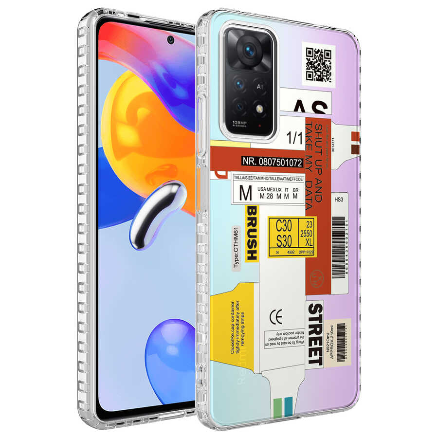 Xiaomi Redmi Note 11S Global Kılıf Airbag Kenarlı Renkli Desenli Silikon Zore Elegans Kapak NO4