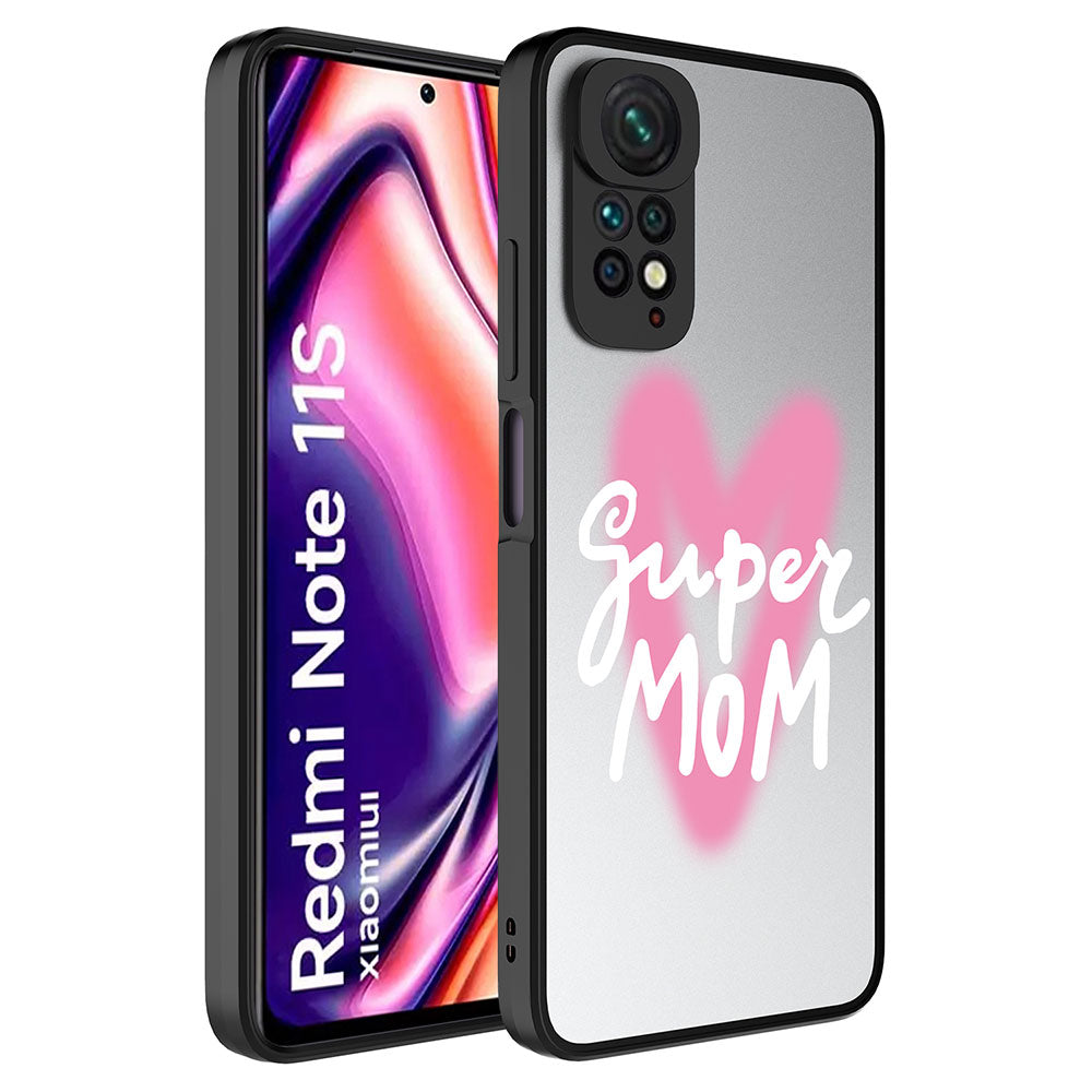 Xiaomi Redmi Note 11S Global Kılıf Aynalı Desenli Kamera Korumalı Parlak Zore Mirror Kapak Süper Anne
