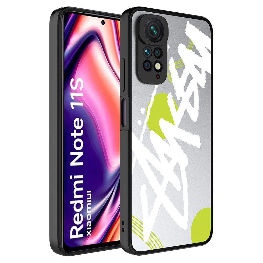 Xiaomi Redmi Note 11S Global Kılıf Aynalı Desenli Kamera Korumalı Parlak Zore Mirror Kapak Yazı