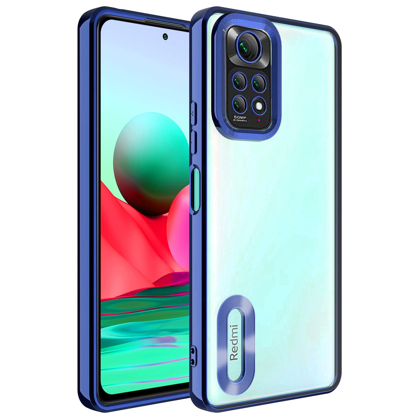 Xiaomi Redmi Note 11S Global Kılıf Kamera Korumalı Logo Gösteren Zore Omega Kapak Lacivert