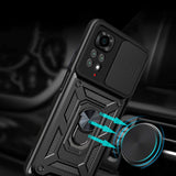Xiaomi Redmi Note 11S Global Kılıf Magnetik Standlı Kamera Korumalı Zore Sürgülü Vega Kapak Siyah