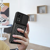 Xiaomi Redmi Note 11S Global Kılıf Magnetik Standlı Kamera Korumalı Zore Sürgülü Vega Kapak Siyah