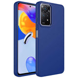 Xiaomi Redmi Note 11S Global Kılıf Metal Çerçeve ve Buton Tasarımlı Silikon Zore Luna Kapak Lacivert