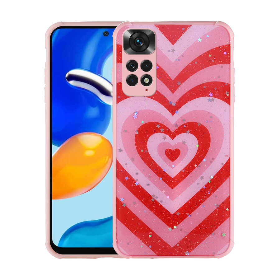 Xiaomi Redmi Note 11S Global Kılıf Simli Desenli Kamera Korumalı Parlak Zore Popy Kapak Papatya