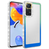 Xiaomi Redmi Note 11S Global Kılıf Simli ve Renk Geçiş Tasarımlı Lens Korumalı Zore Park Kapak Yeşil-Mavi