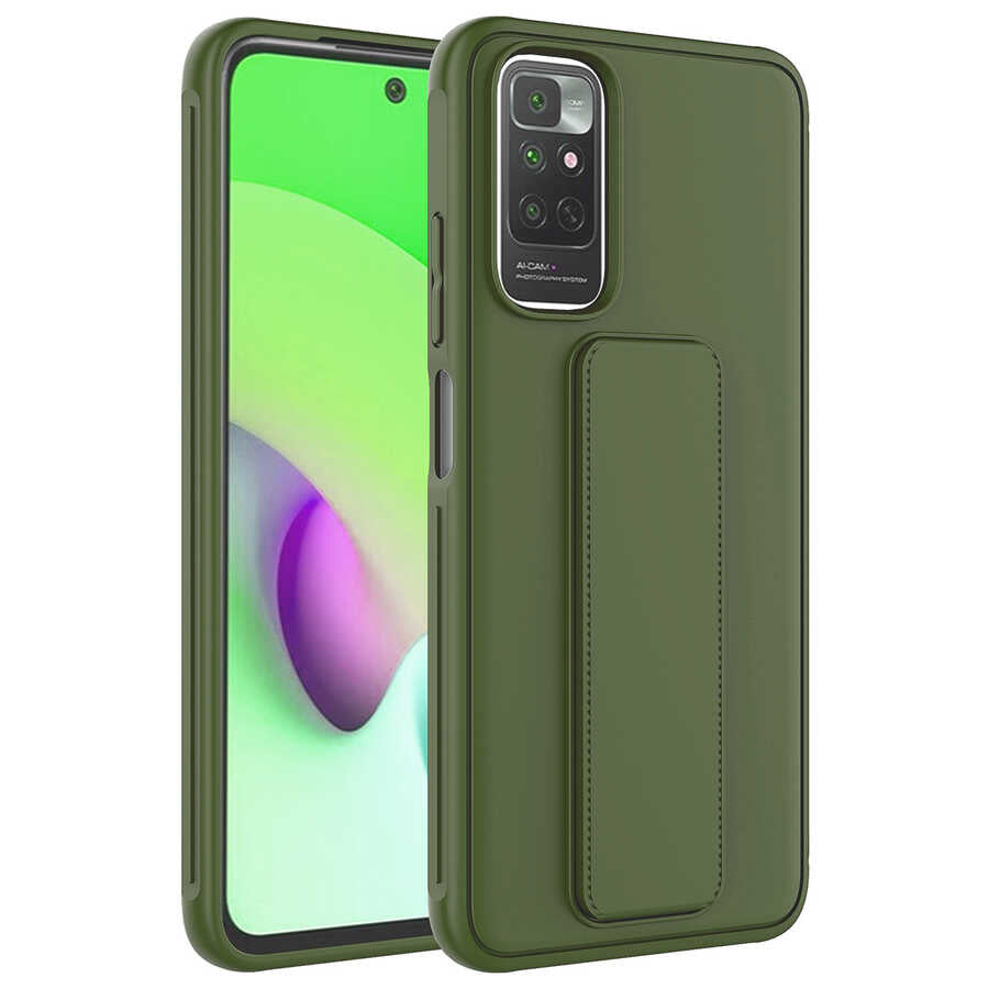 Xiaomi Redmi Note 11S Global Kılıf Zore Qstand Kapak Koyu Yeşil