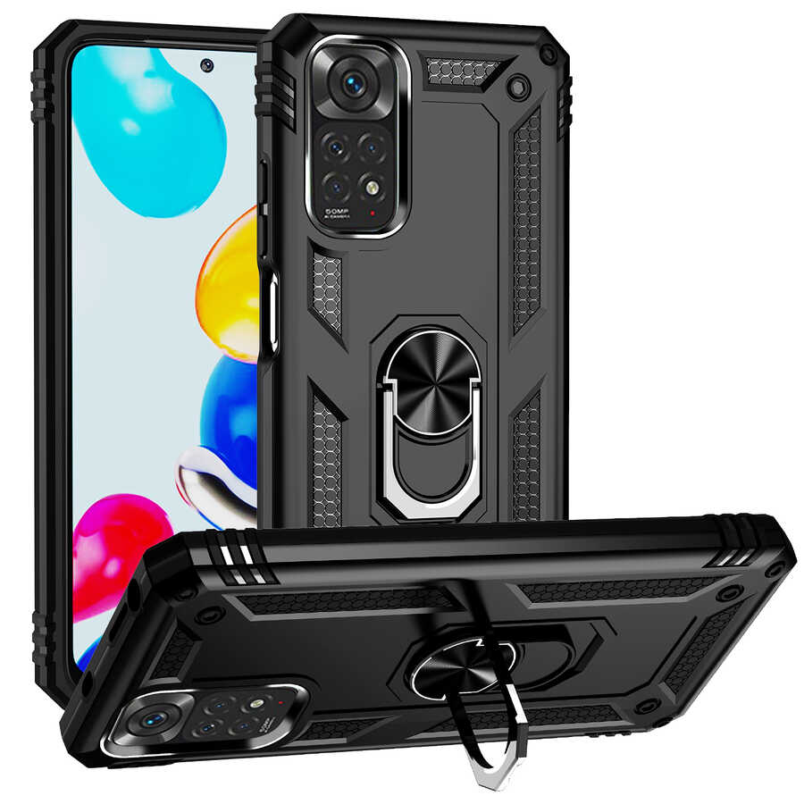 Xiaomi Redmi Note 11S Global Kılıf Zore Vega Kapak Siyah