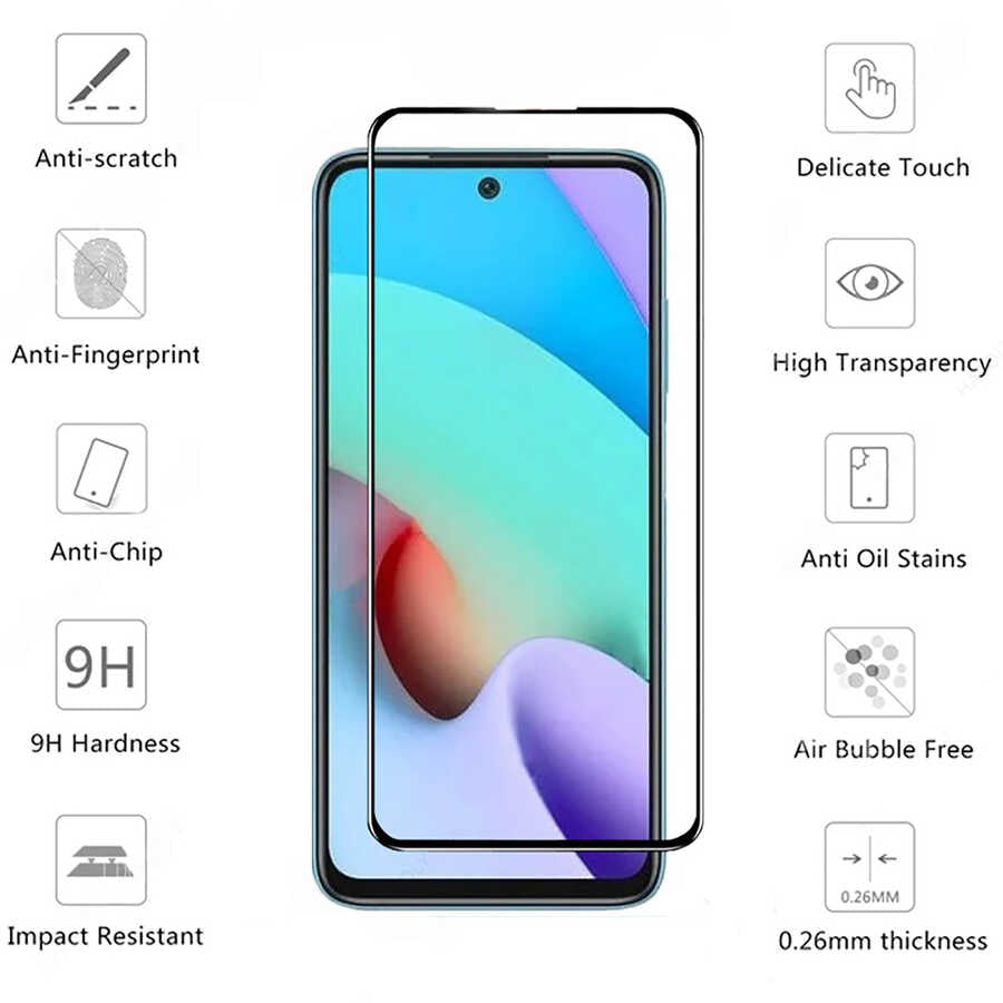 Xiaomi Redmi Note 11T 5G Davin 5D Cam Ekran Koruyucu Siyah