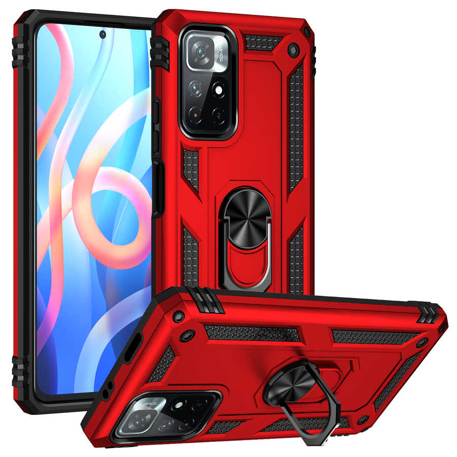 Xiaomi Redmi Note 11T 5G Kılıf Zore Vega Kapak Kırmızı