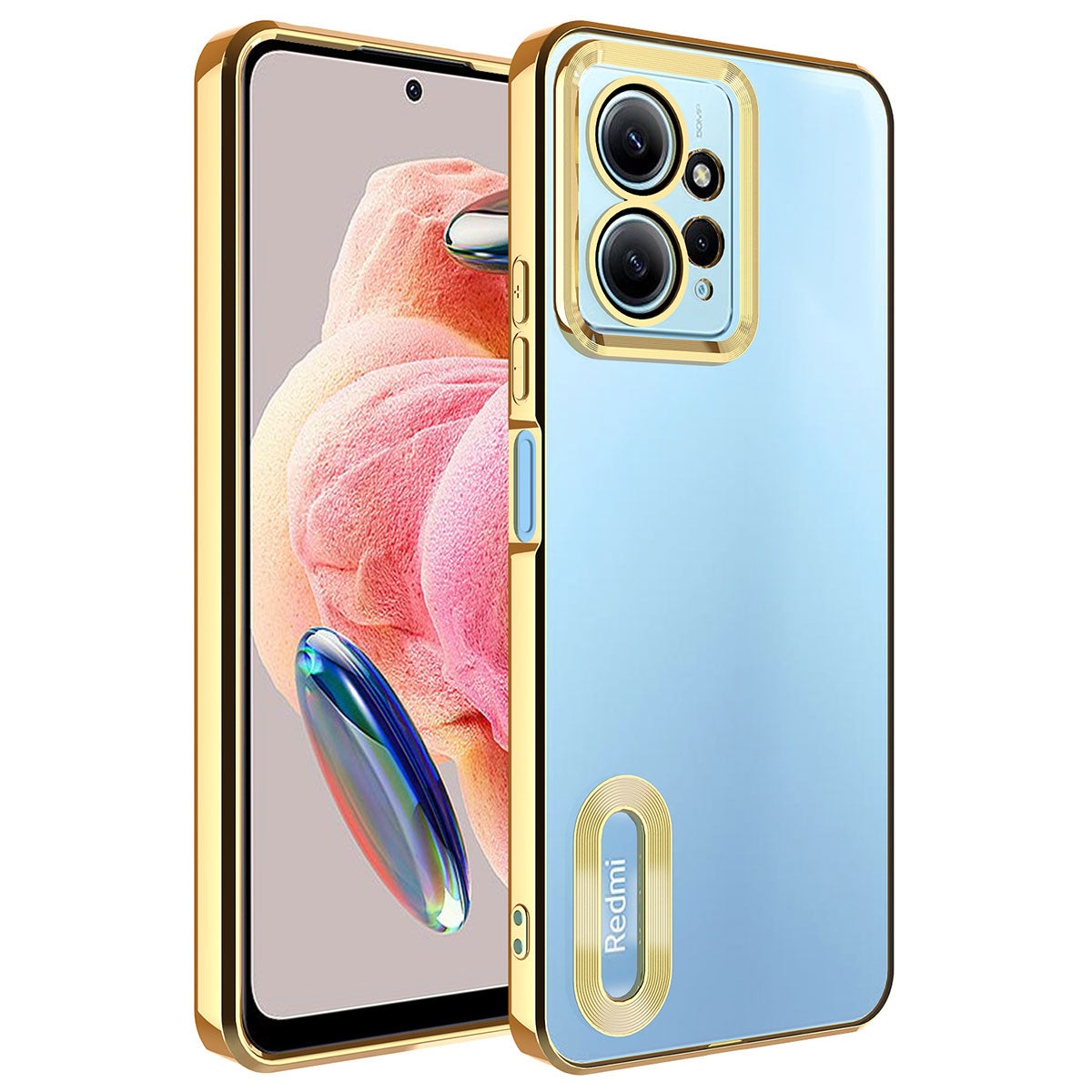 Xiaomi Redmi Note 12 4G Kılıf Kamera Korumalı Logo Gösteren Zore Omega Kapak Gümüş