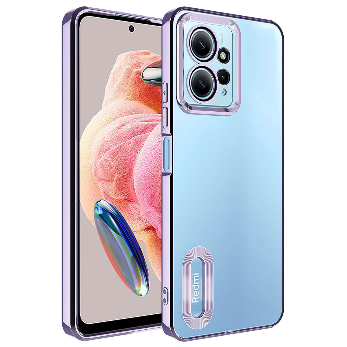 Xiaomi Redmi Note 12 4G Kılıf Kamera Korumalı Logo Gösteren Zore Omega Kapak Lila