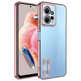 Xiaomi Redmi Note 12 4G Kılıf Kamera Korumalı Logo Gösteren Zore Omega Kapak Rose Gold