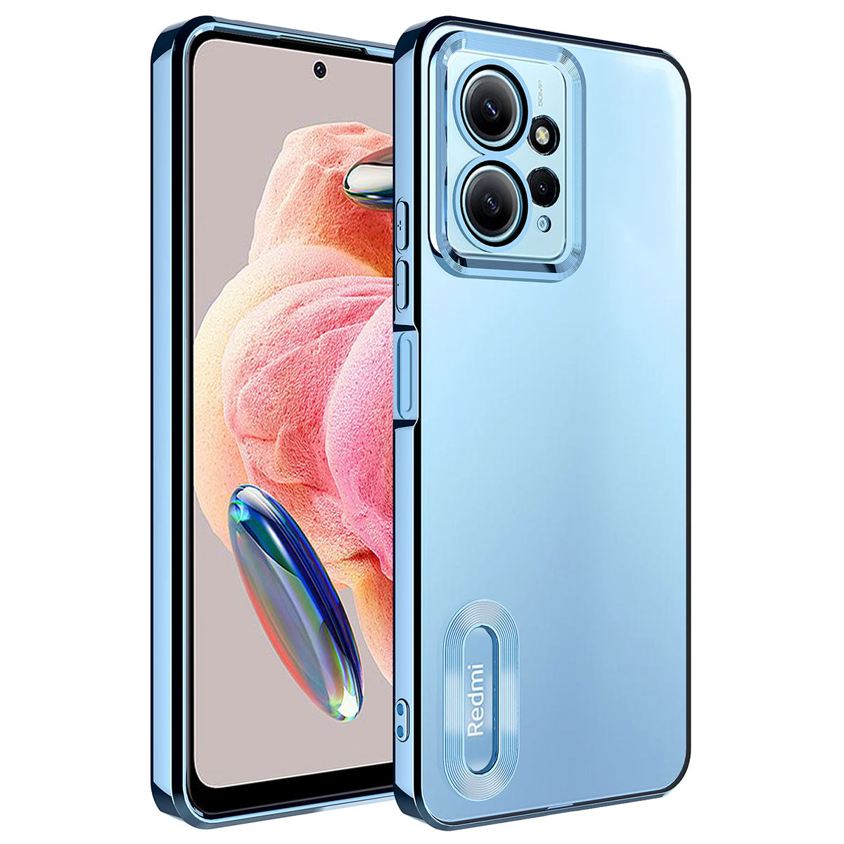 Xiaomi Redmi Note 12 4G Kılıf Kamera Korumalı Logo Gösteren Zore Omega Kapak Sierra Mavi