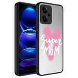 Xiaomi Redmi Note 12 5G Kılıf Aynalı Desenli Kamera Korumalı Parlak Zore Mirror Kapak Süper Anne