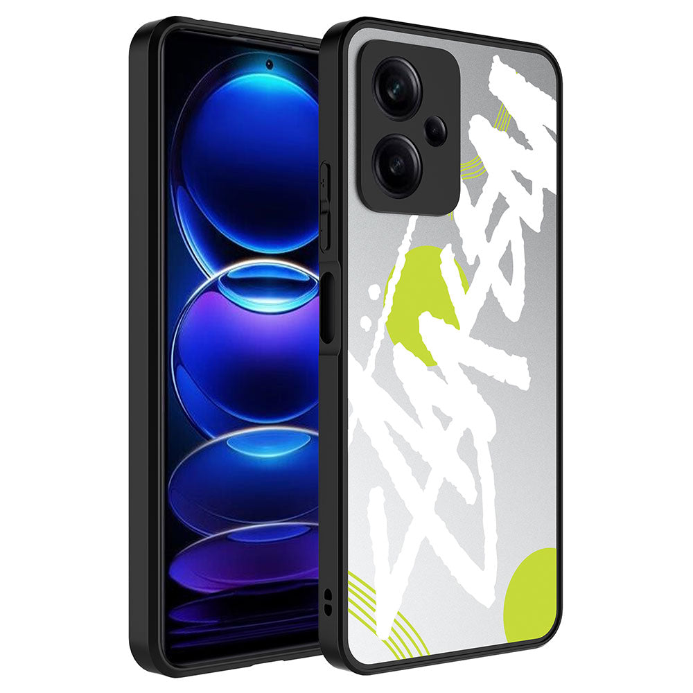Xiaomi Redmi Note 12 5G Kılıf Aynalı Desenli Kamera Korumalı Parlak Zore Mirror Kapak Yazı