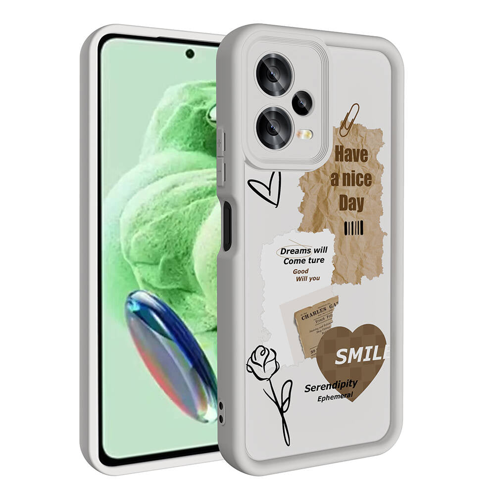 Xiaomi Redmi Note 12 5G Kılıf Kamera Korumalı Baskılı Arka Yüzey Zore Klas Kapak Koyu Kahve