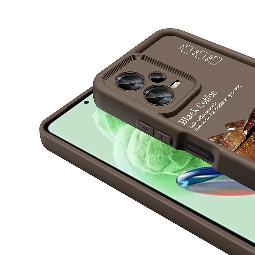Xiaomi Redmi Note 12 5G Kılıf Kamera Korumalı Baskılı Arka Yüzey Zore Klas Kapak Açık Kahve