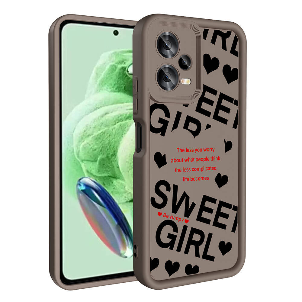 Xiaomi Redmi Note 12 5G Kılıf Kamera Korumalı Baskılı Arka Yüzey Zore Klas Kapak Koyu Kahve
