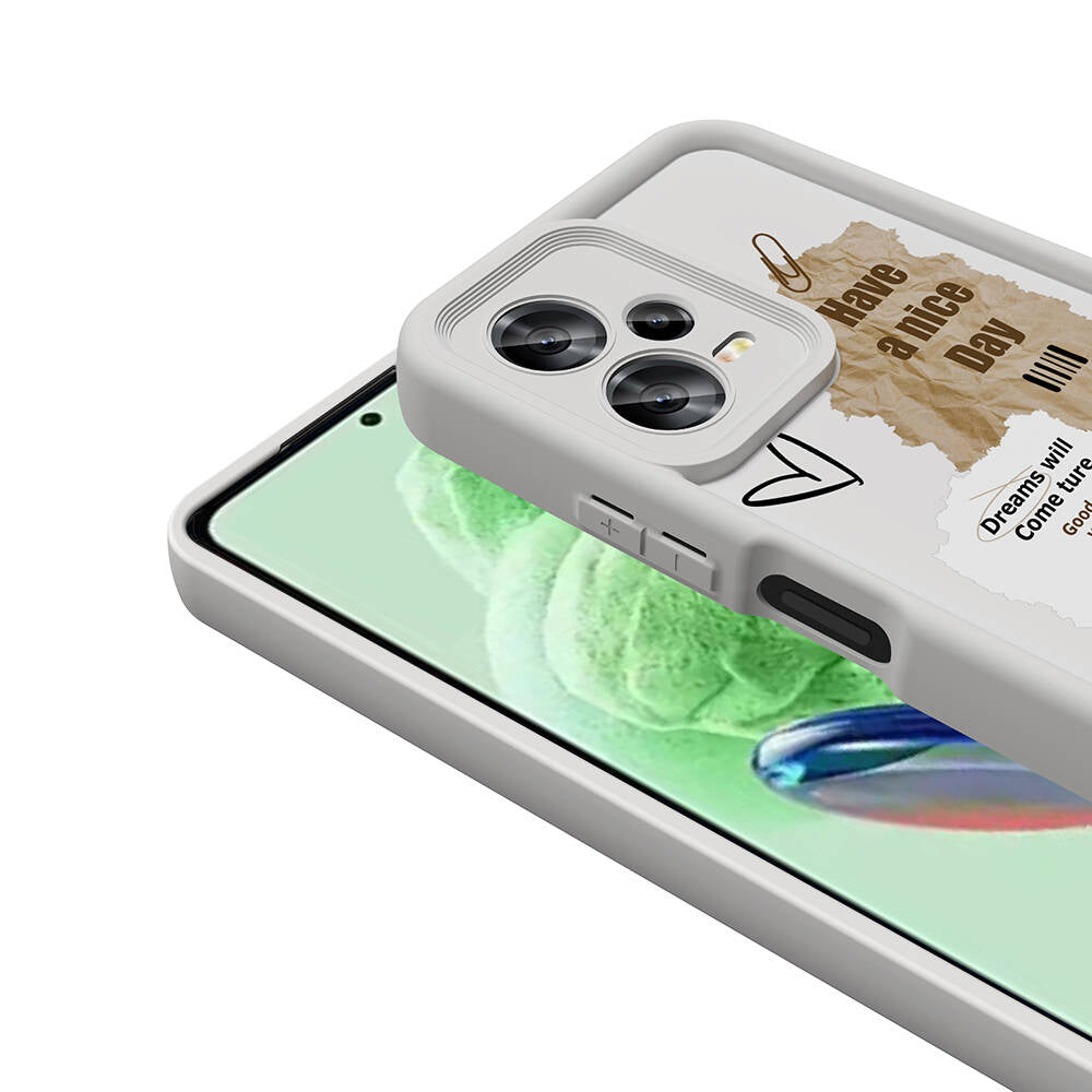 Xiaomi Redmi Note 12 5G Kılıf Kamera Korumalı Baskılı Arka Yüzey Zore Klas Kapak Açık Kahve