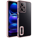 Xiaomi Redmi Note 12 5G Kılıf Kamera Korumalı Logo Gösteren Zore Omega Kapak Rose Gold