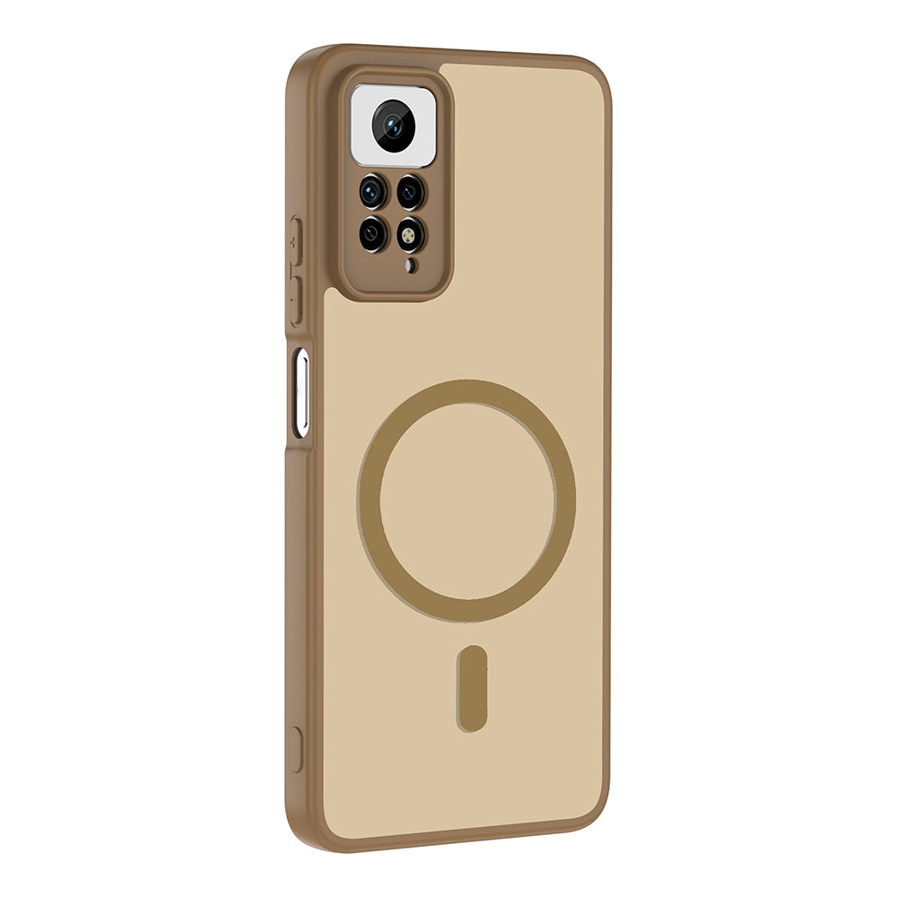 Xiaomi Redmi Note 12 Pro 4G Kılıf M-safe Şarj Özellikli Zore Babet Kapak Kahverengi