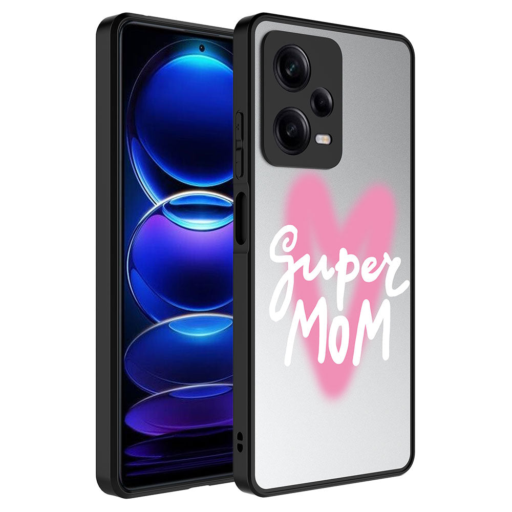Xiaomi Redmi Note 12 Pro 5G Kılıf Aynalı Desenli Kamera Korumalı Parlak Zore Mirror Kapak Süper Anne