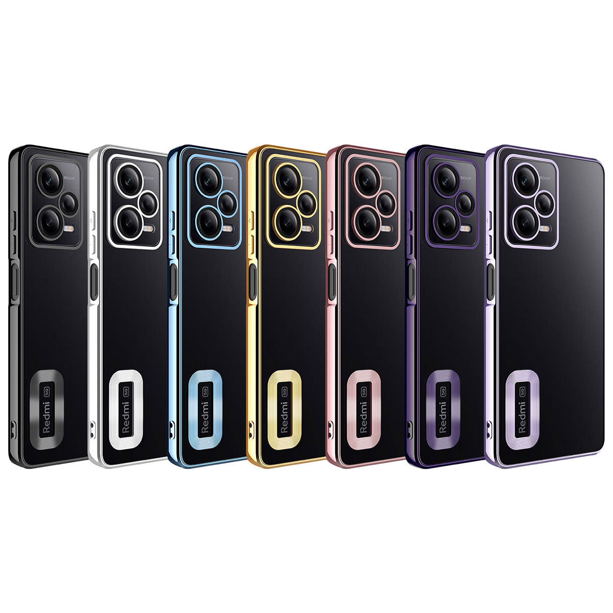 Xiaomi Redmi Note 12 Pro 5G Kılıf Kamera Korumalı Logo Gösteren Zore Omega Kapak Rose Gold