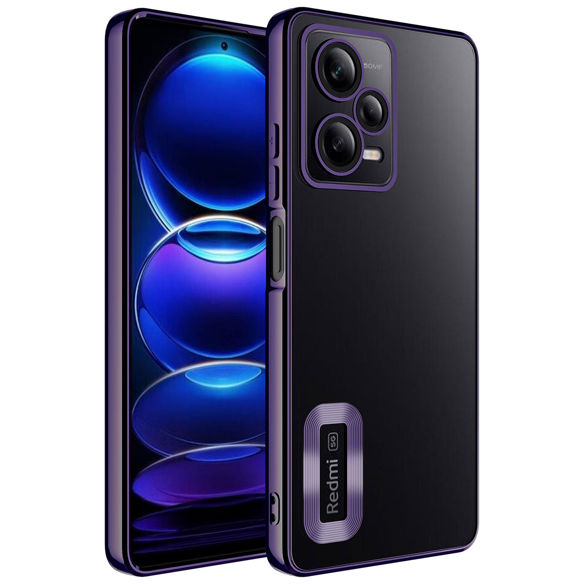Xiaomi Redmi Note 12 Pro 5G Kılıf Kamera Korumalı Logo Gösteren Zore Omega Kapak Derin Mor