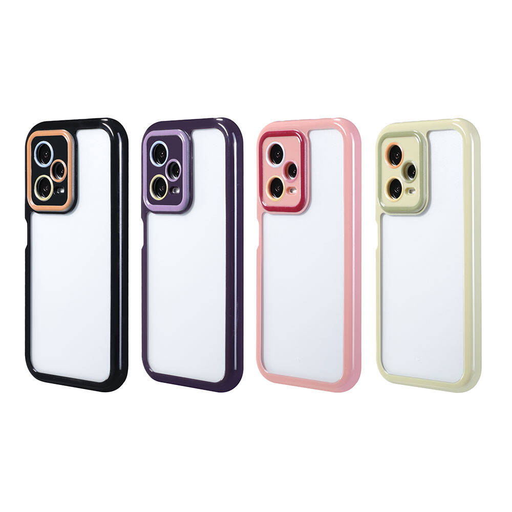 Xiaomi Redmi Note 12 Pro 5G Kılıf Kamera Korumalı Renkli Kenar ve Çerçeve Tasarımlı Zore Vitamin Kapak Mürdüm
