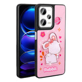 Xiaomi Redmi Note 12 Pro 5G Kılıf Parlayan Kabartmalı İkonik Figürlü Zore Amas Silikon Kapak Pembe