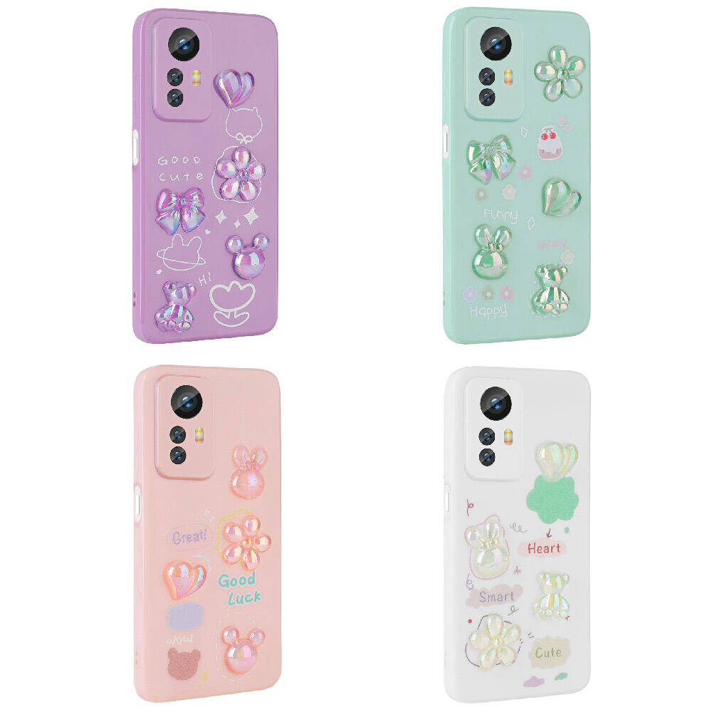 Xiaomi Redmi Note 12S Kılıf Kabartma Figürlü Parlak Zore Toys Silikon Kapak Mor