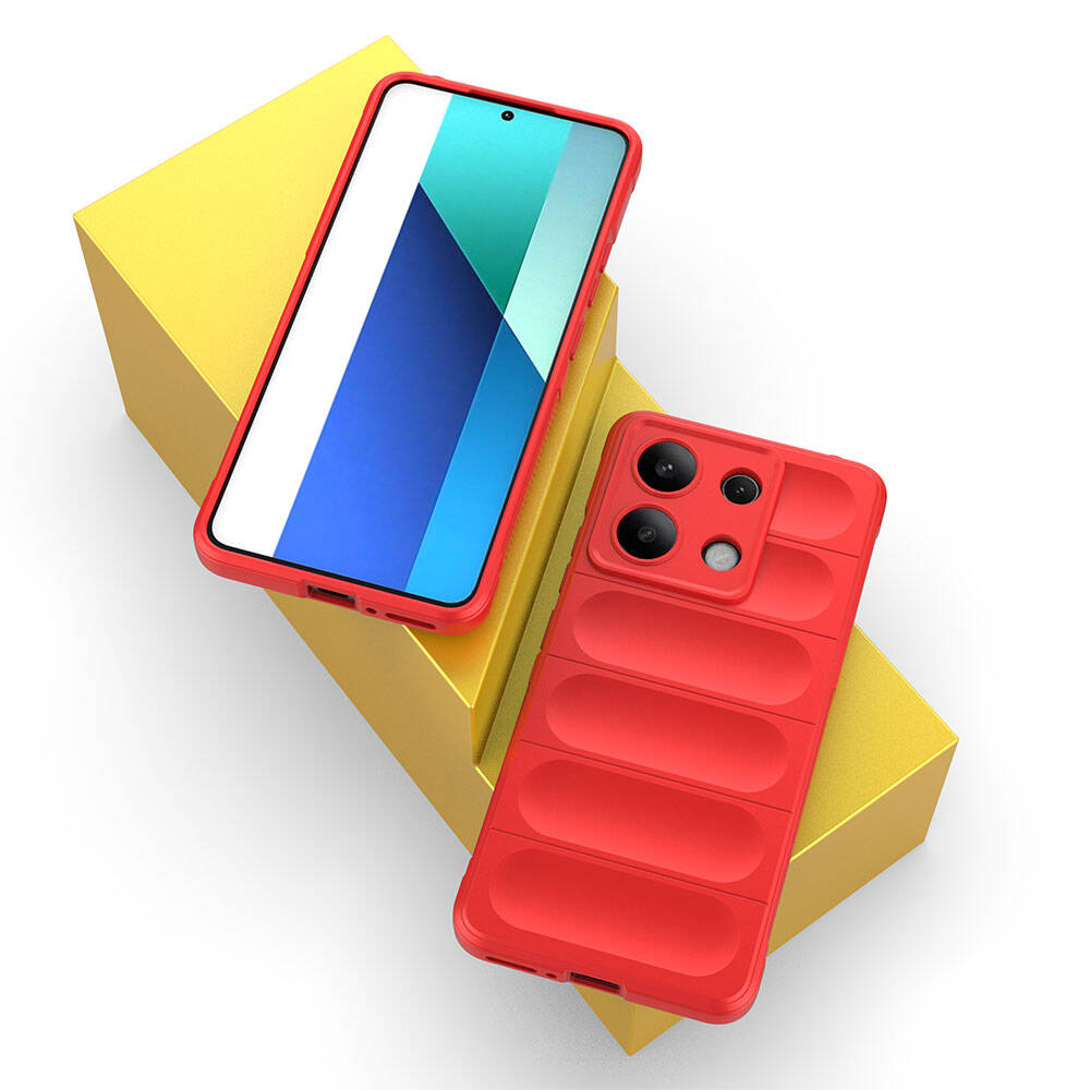 Xiaomi Redmi Note 13 4G Kılıf Esnek TPU Oyuklu Arka Yüzey Tasarımlı Zore Etnik Silikon Kapak Kırmızı