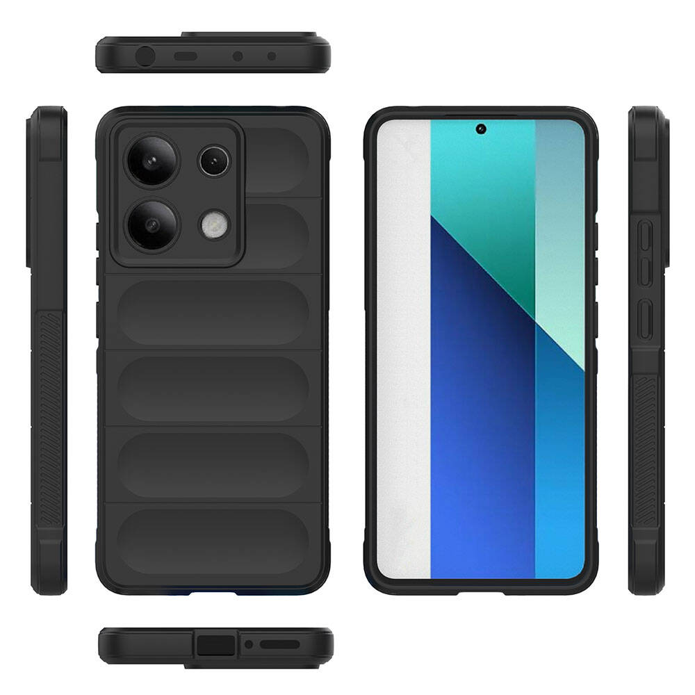 Xiaomi Redmi Note 13 4G Kılıf Esnek TPU Oyuklu Arka Yüzey Tasarımlı Zore Etnik Silikon Kapak Siyah
