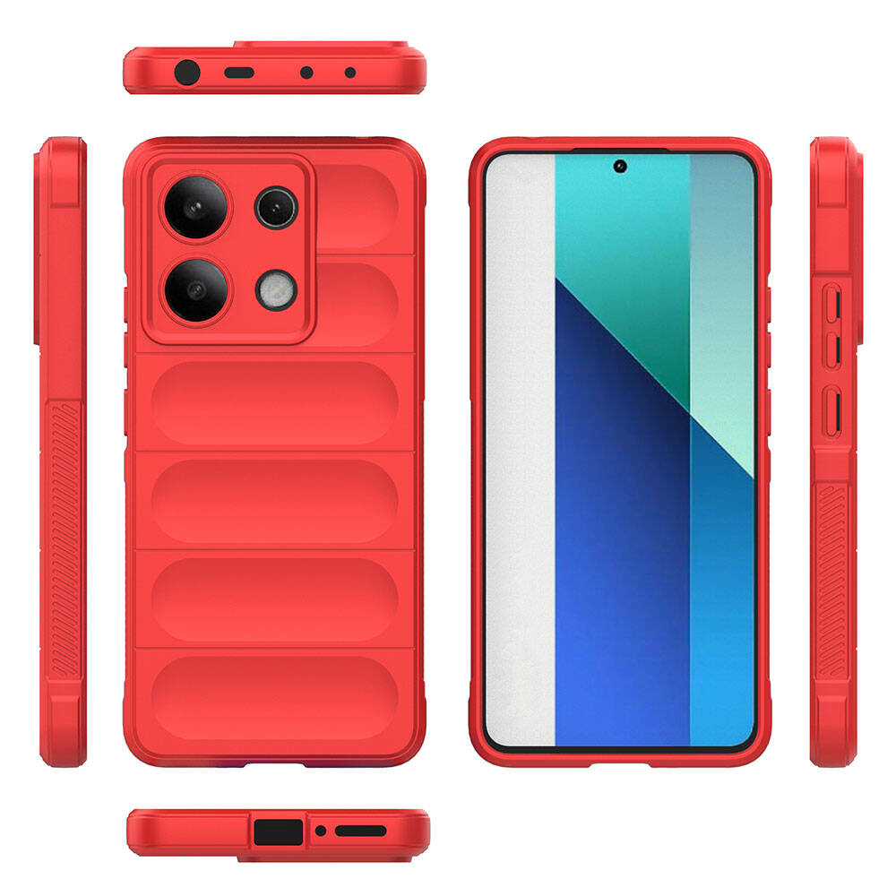 Xiaomi Redmi Note 13 4G Kılıf Esnek TPU Oyuklu Arka Yüzey Tasarımlı Zore Etnik Silikon Kapak Kırmızı