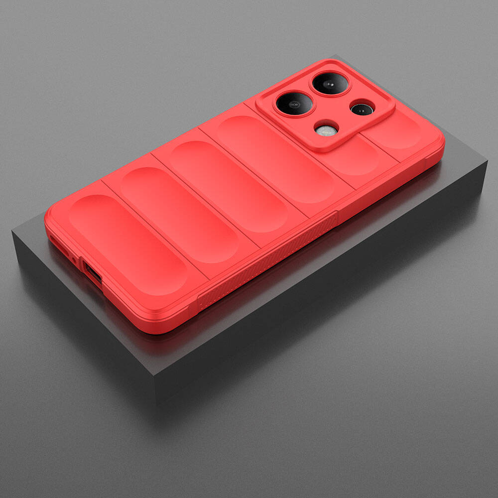 Xiaomi Redmi Note 13 4G Kılıf Esnek TPU Oyuklu Arka Yüzey Tasarımlı Zore Etnik Silikon Kapak Kırmızı