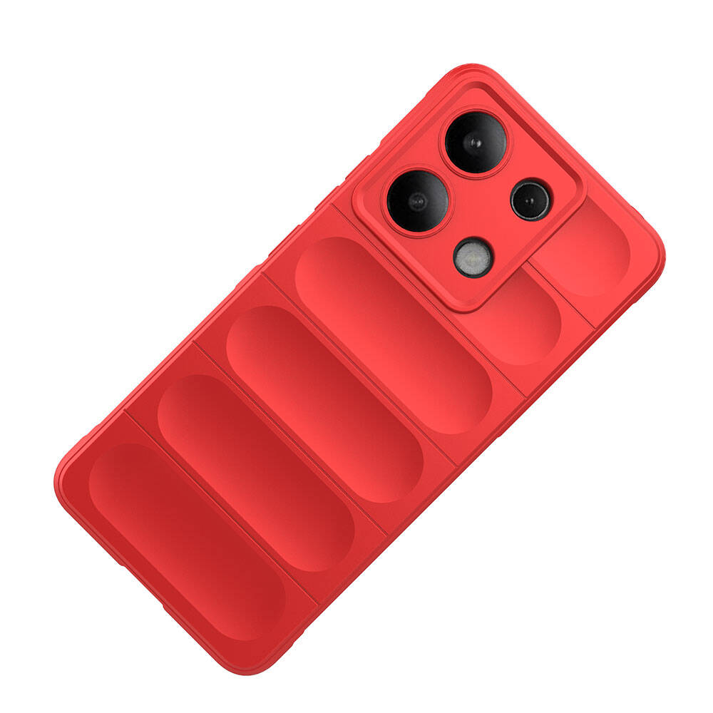 Xiaomi Redmi Note 13 4G Kılıf Esnek TPU Oyuklu Arka Yüzey Tasarımlı Zore Etnik Silikon Kapak Kırmızı