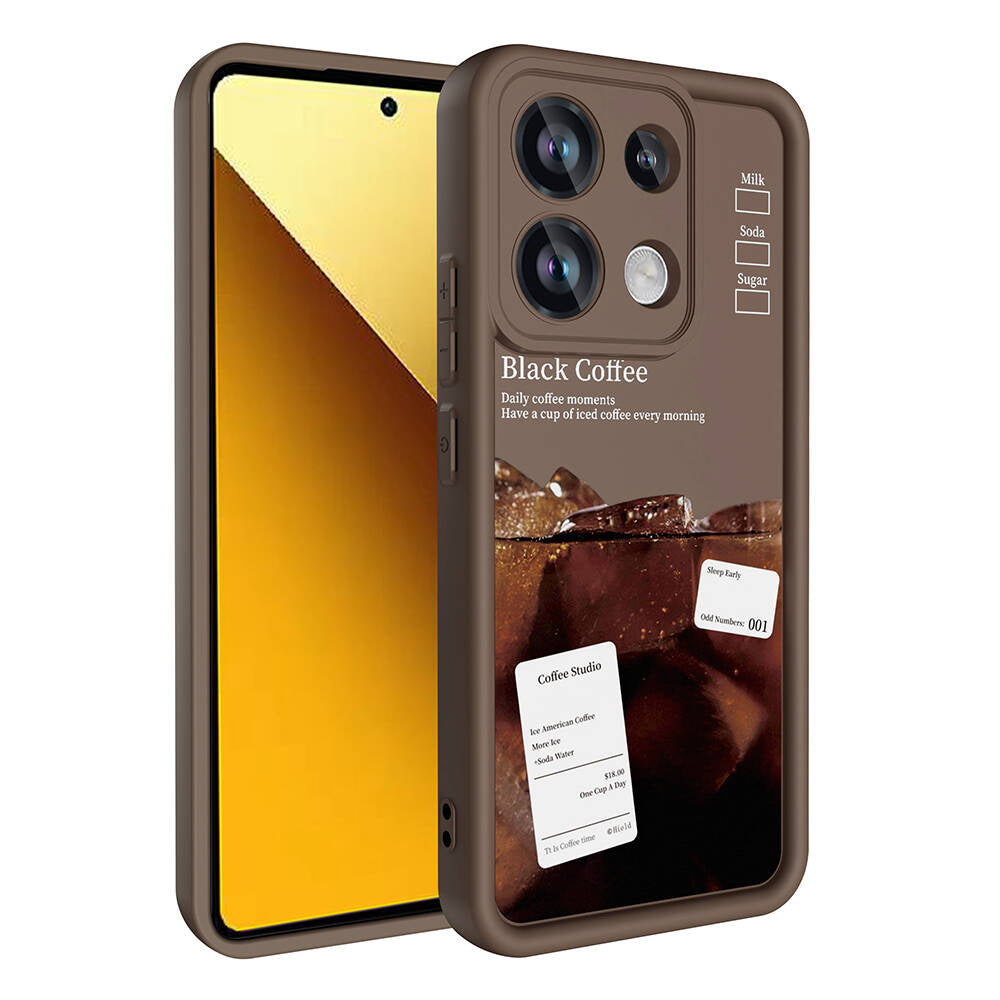 Xiaomi Redmi Note 13 4G Kılıf Kamera Korumalı Baskılı Arka Yüzey Zore Klas Kapak Koyu Kahve