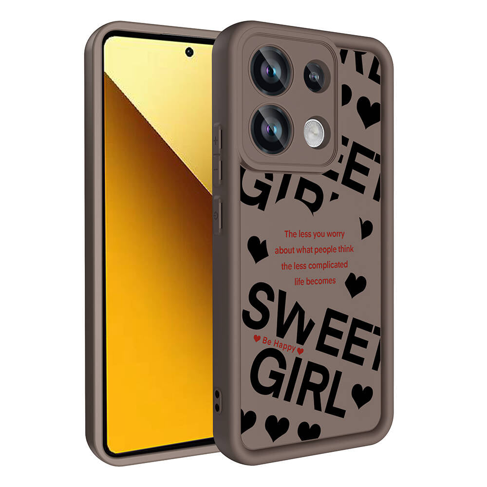 Xiaomi Redmi Note 13 4G Kılıf Kamera Korumalı Baskılı Arka Yüzey Zore Klas Kapak Koyu Kahve