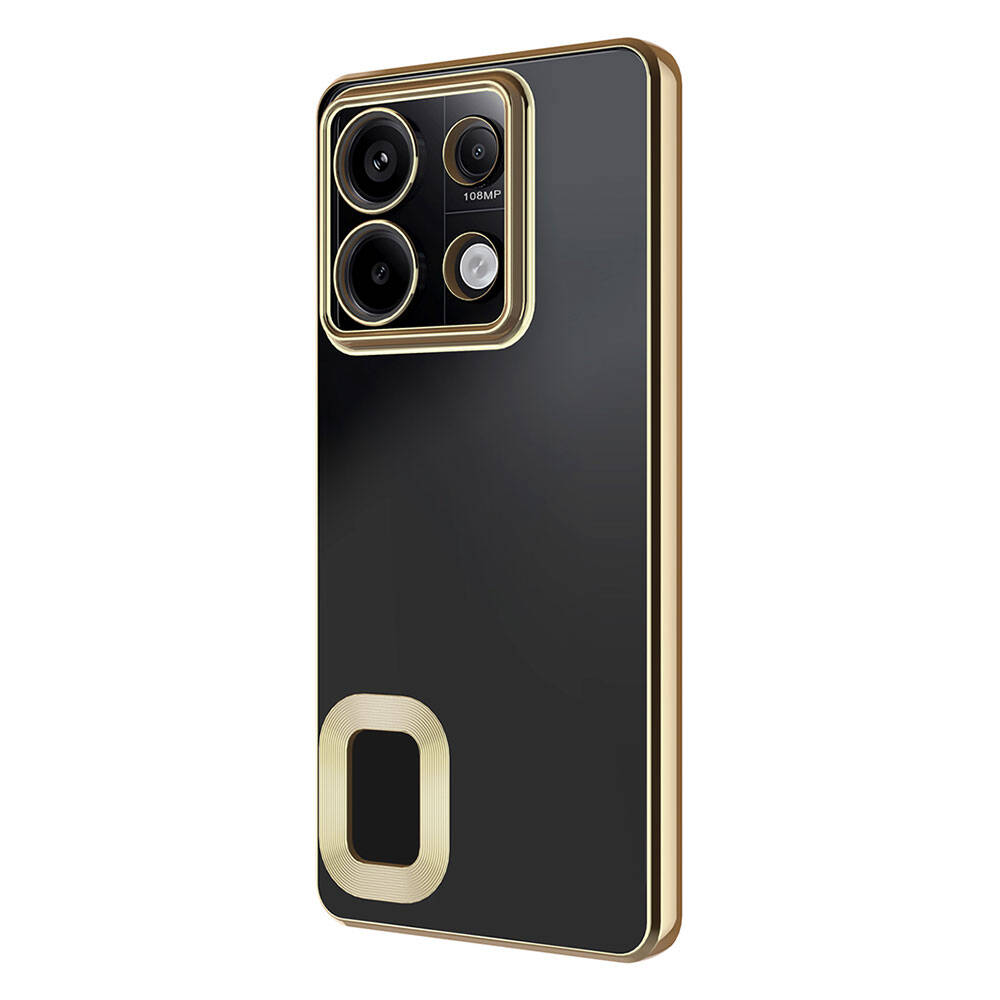 Xiaomi Redmi Note 13 4G Kılıf Kamera Korumalı Logo Gösteren Zore Omega Kapak Siyah