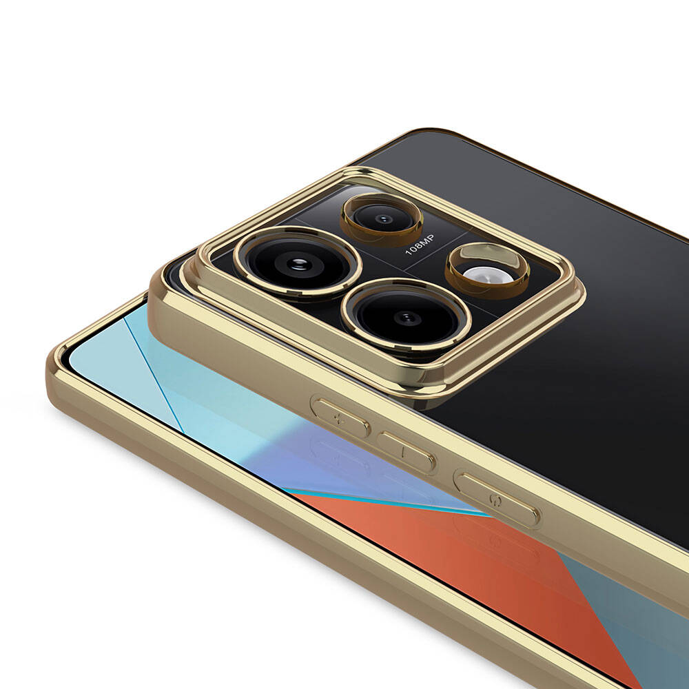 Xiaomi Redmi Note 13 4G Kılıf Kamera Korumalı Logo Gösteren Zore Omega Kapak Gümüş