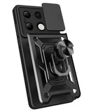 Xiaomi Redmi Note 13 4G Kılıf Magnetik Standlı Kamera Korumalı Zore Sürgülü Vega Kapak Mavi