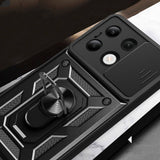 Xiaomi Redmi Note 13 4G Kılıf Magnetik Standlı Kamera Korumalı Zore Sürgülü Vega Kapak Mavi