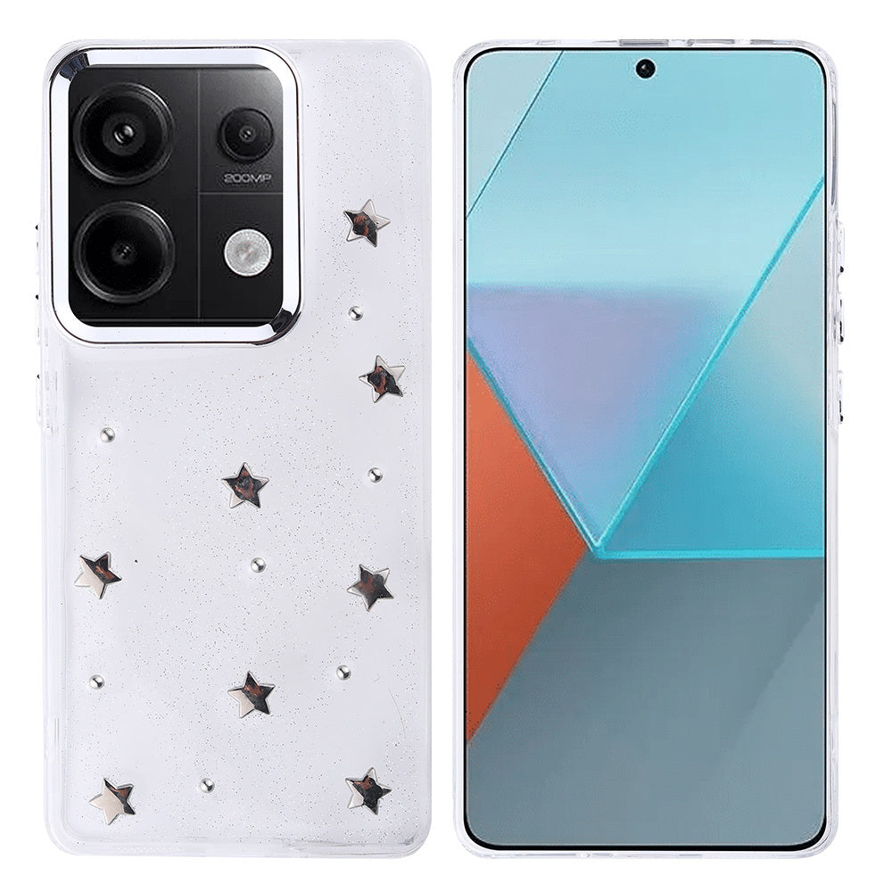 Xiaomi Redmi Note 13 Pro 4G Kılıf Airbag Tasarımlı Simli Şeffaf Zore Kutup Kapak Yıldız