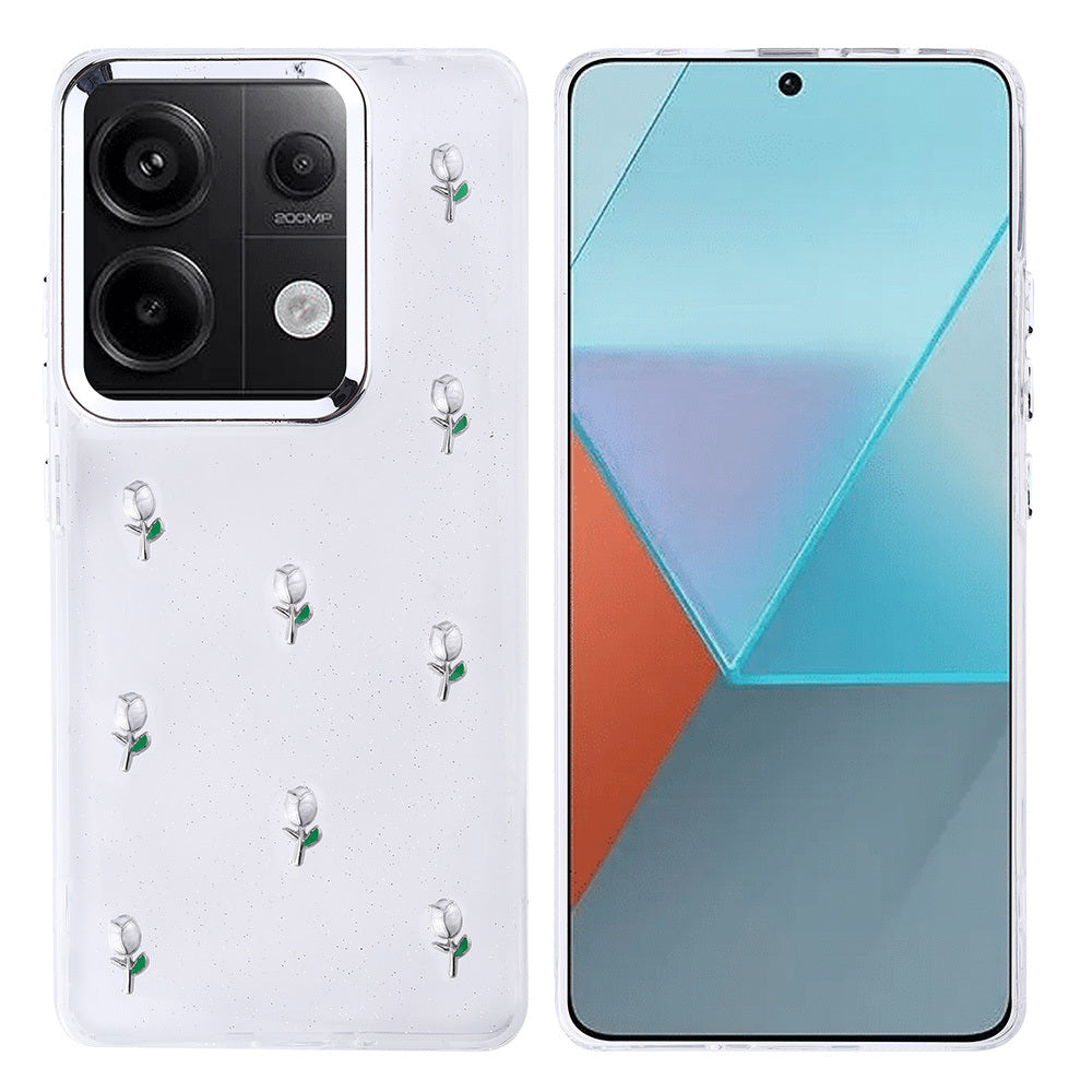 Xiaomi Redmi Note 13 Pro 4G Kılıf Airbag Tasarımlı Simli Şeffaf Zore Kutup Kapak Lale