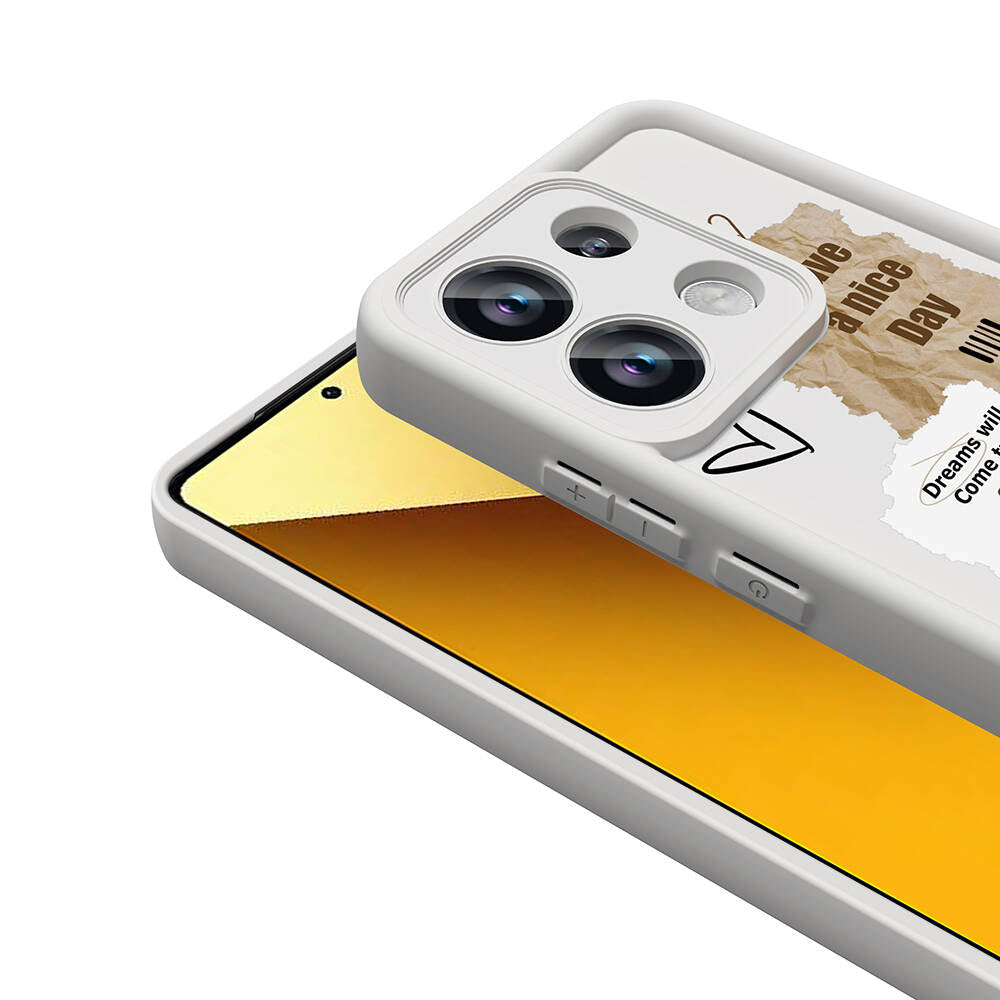 Xiaomi Redmi Note 13 Pro 4G Kılıf Kamera Korumalı Baskılı Arka Yüzey Zore Klas Kapak Beyaz