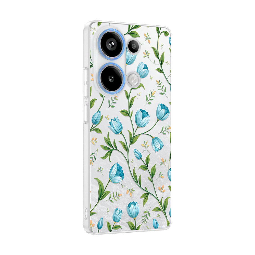 Xiaomi Redmi Note 13 Pro 4G Kılıf Kamera Korumalı Desenli Zore Klip Kapak Mavi Lale